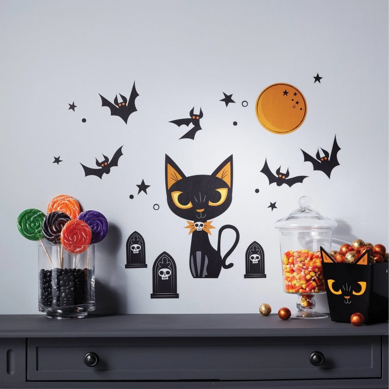 Cat and Bat Scene Halloween Wall Art