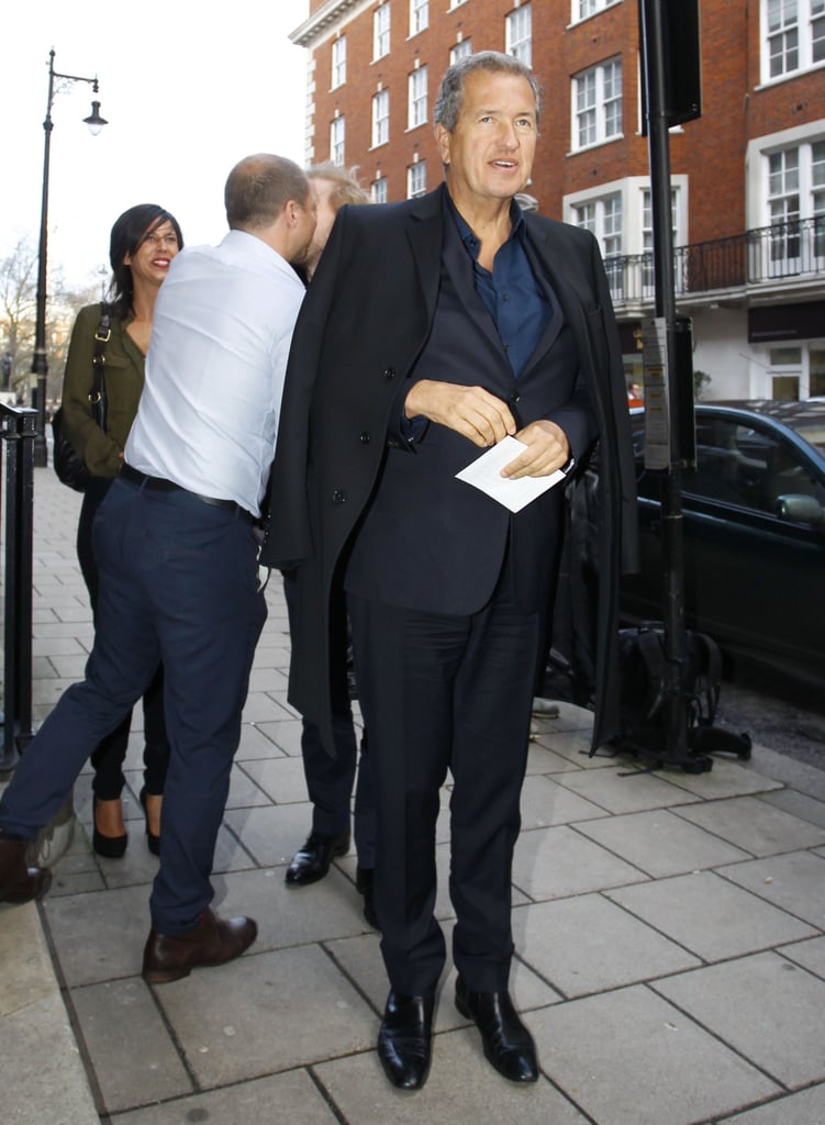 Mario Testino looked dapper while going into Kate's party.