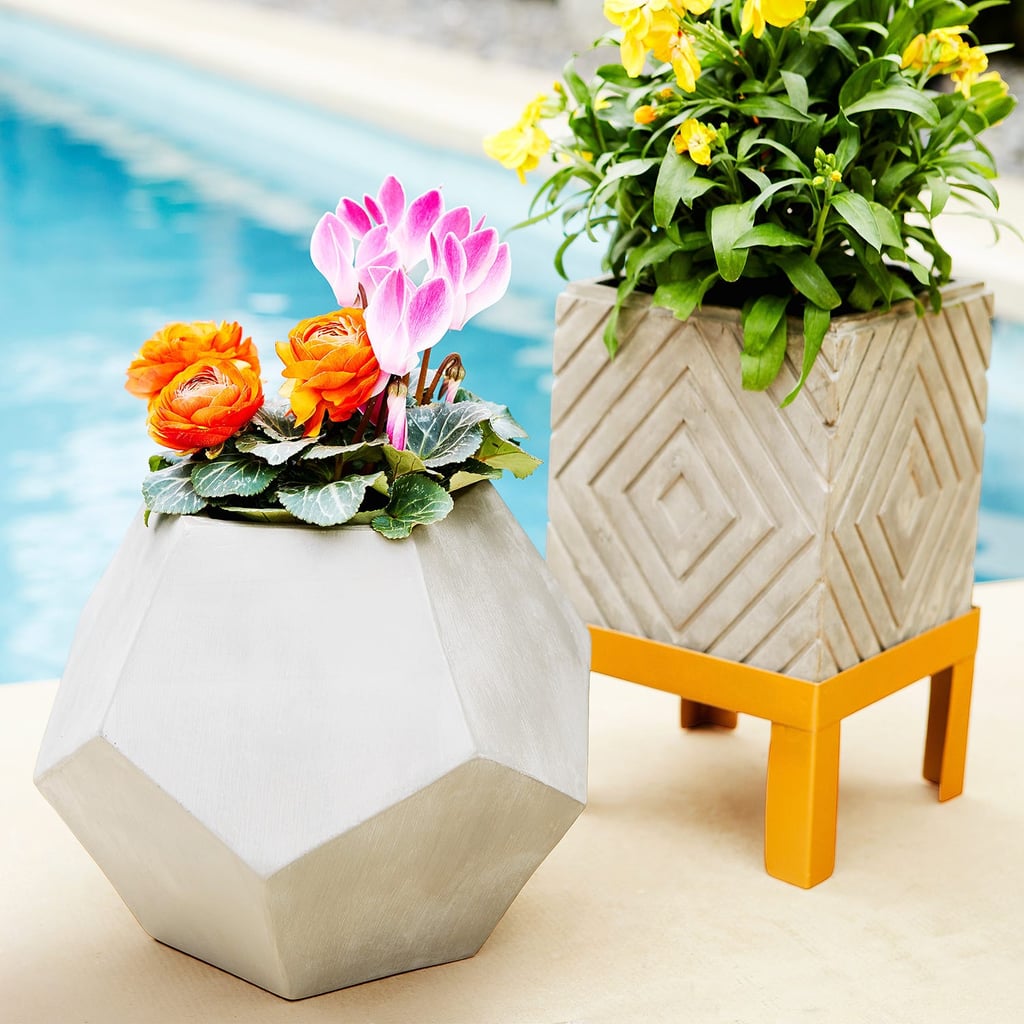 Concrete Etched Planters With Golden Stand