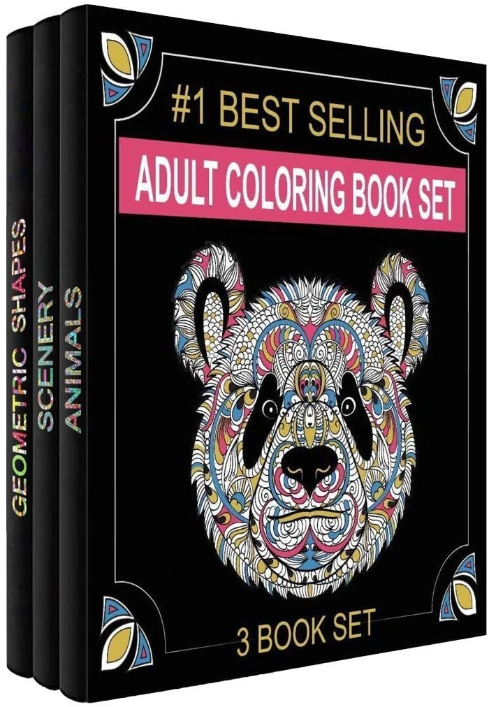 Adult Colouring Books Set - 3 Colouring Books For Grownups