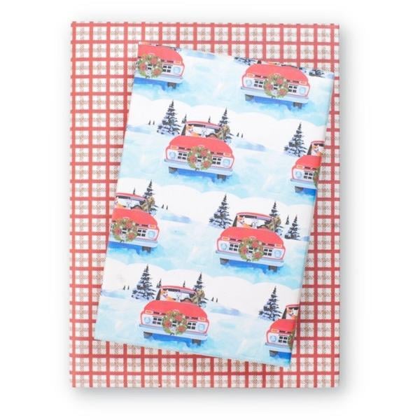 Red Truckin' Dogs Reversible Eco Wrapping Paper