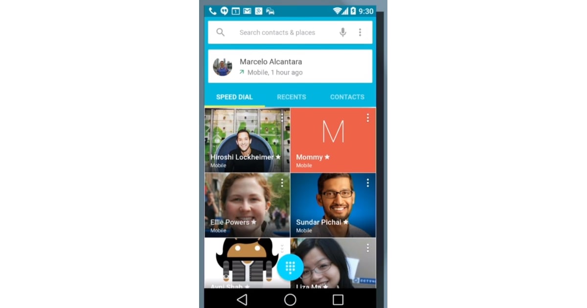 New Contact Favorites view in Android L. Android L POPSUGAR Tech