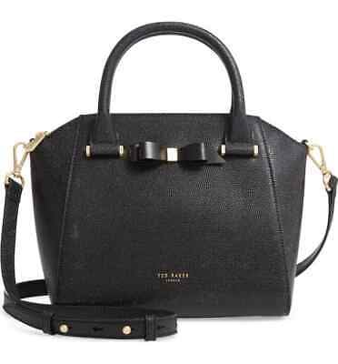 Ted Baker London Janne Pebbled-Leather Tote Purse Bag Black Gold Crossbody Bag