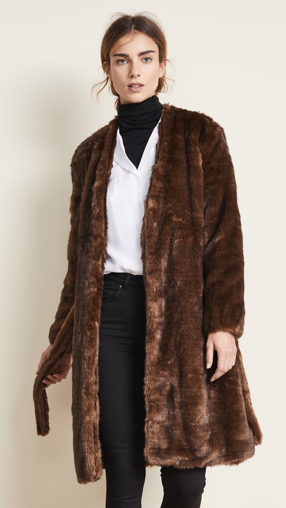 Frame Faux Mink Robe Coat
