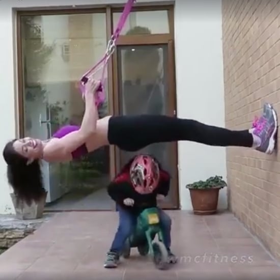 Mom Working Out While Kids Play