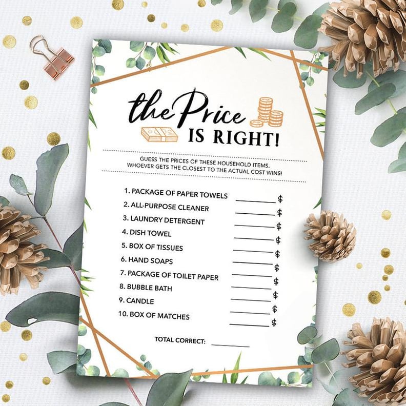 The Price Is Right Printable Bridal Shower Game