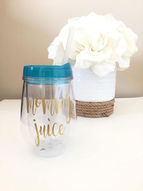 Mommy Juice Wine Glass Tumbler With Lid