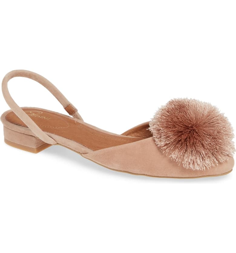 Sudini Arta Pom Slingback Flats