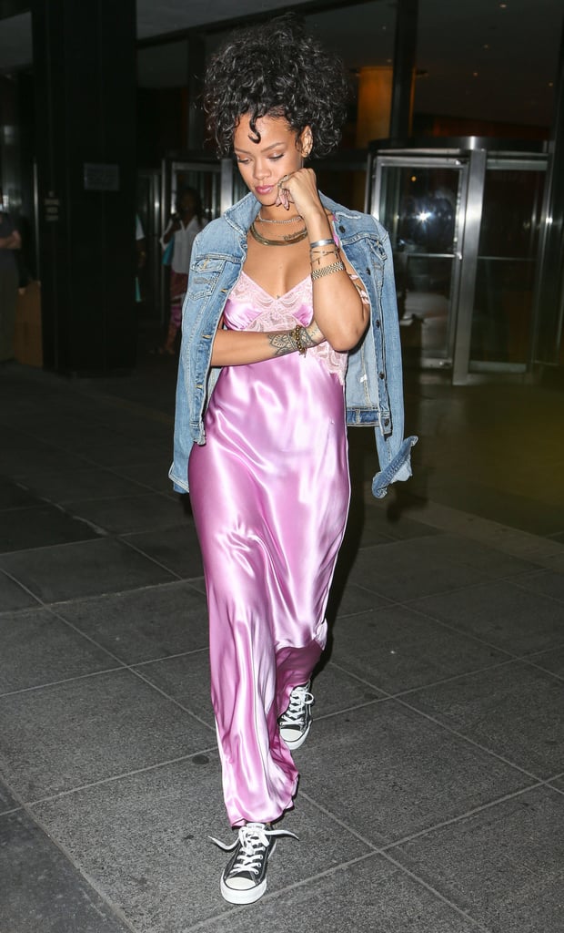 Rihanna stepped out in what looked like a nightgown in NYC on Tuesday.