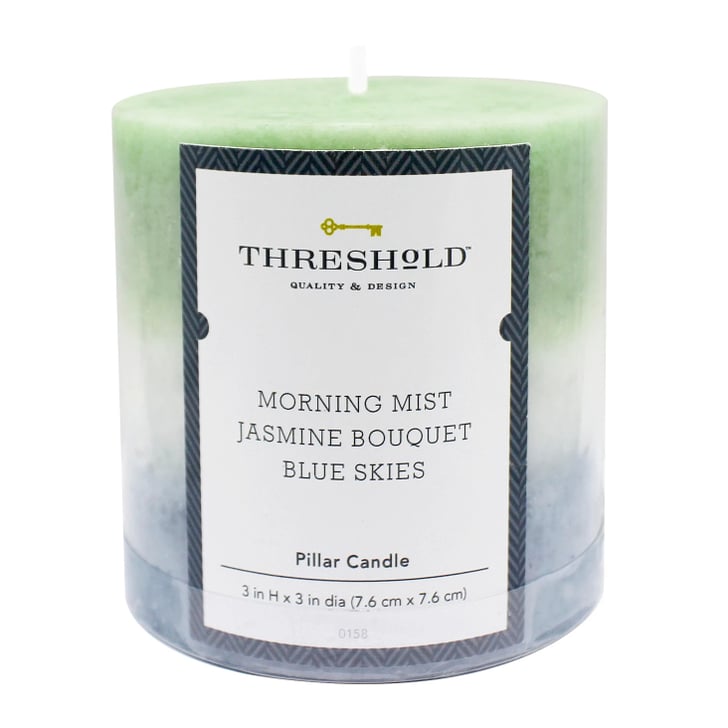 Layered Mottled Pillar Candle in Morning Mist/Jasmine Bouquet/Blue