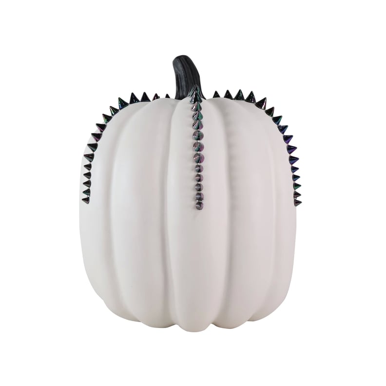 Halloween Large Metallic Studded Pumpkin White