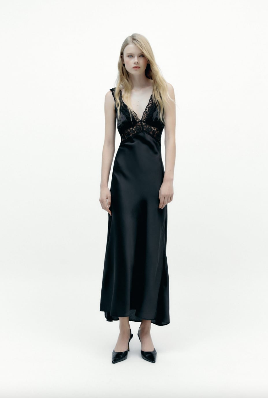 A Romantic Dress: Zara Satin Effect Dress With Lace, 11 New Arrivals From  Zara to Shop (and Gift!) This December