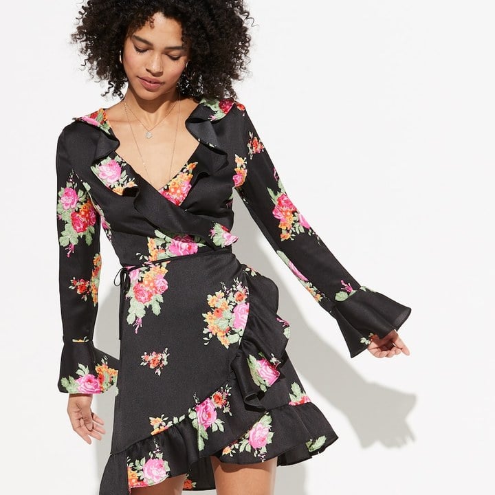 K/lab Long Sleeve Floral Wrap Dress