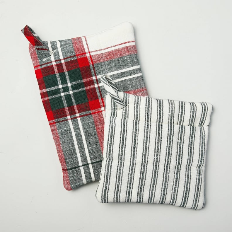 Holiday Plaid Stripes Potholder Set