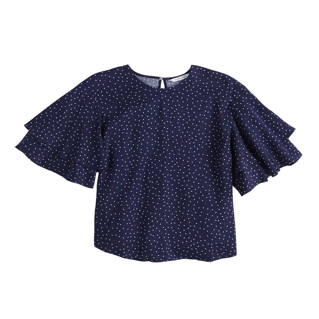 Layered Flounce Sleeve Top in Highlighted Dots