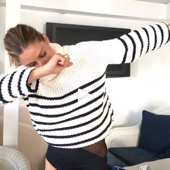 Olivia Palermo Dabs Wearing Striped Sweater