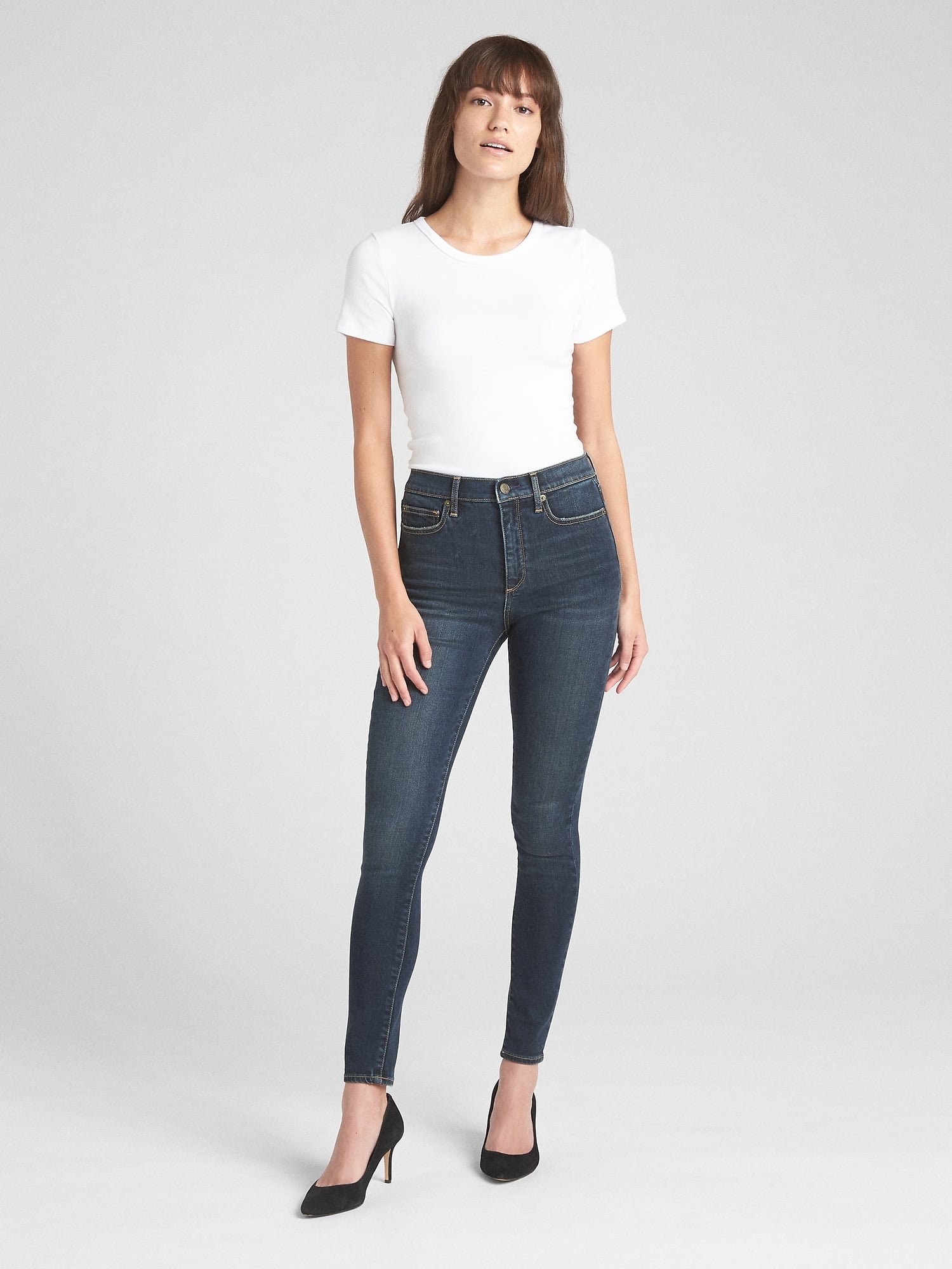 high rise true skinny jeans with secret smoothing pockets