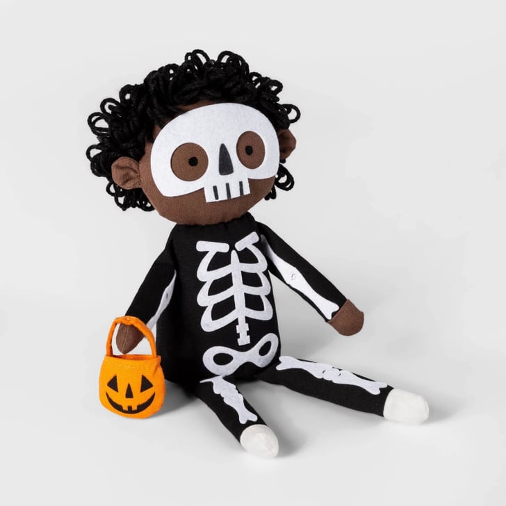 Sitting Trick or Treater Skeleton Halloween Fabric Figure
