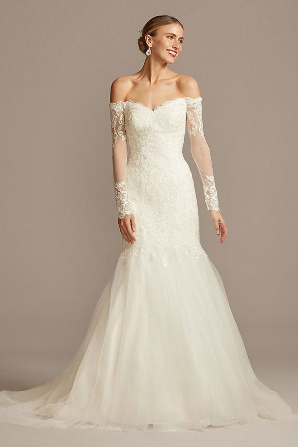 Off the shoulder trumpet sale wedding dress