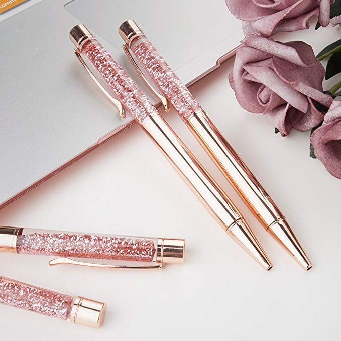 Rose Gold Glitter Ballpoint Pens