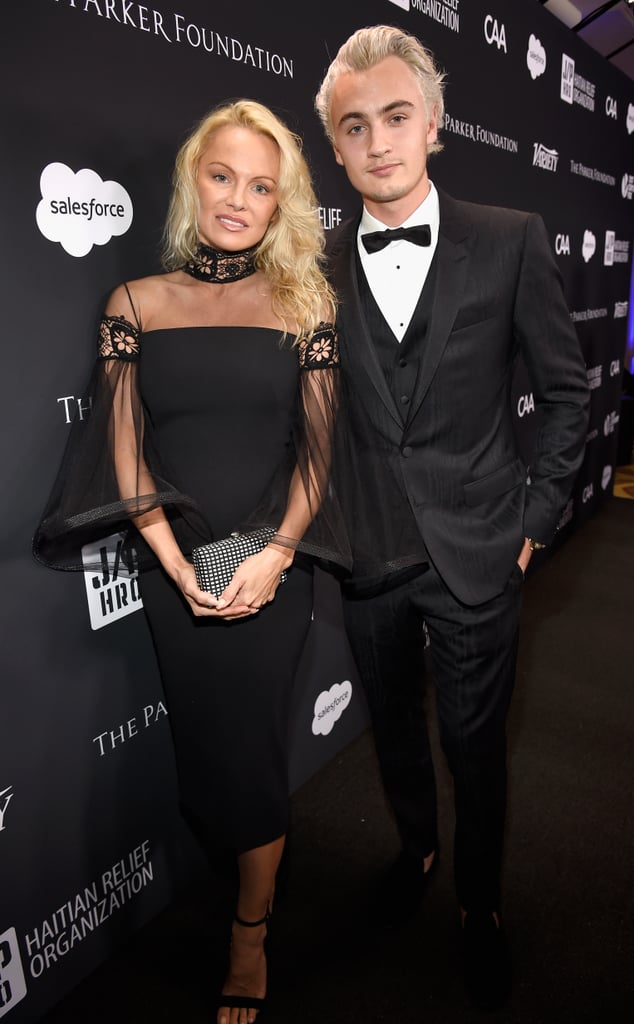 Pamela Anderson Son Brandon at Sean Penn's Haiti Gala 2017