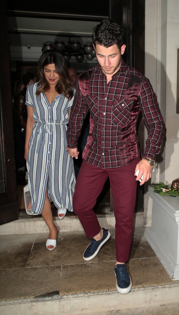 Priyanka Chopra Striped Dress With Nick Jonas