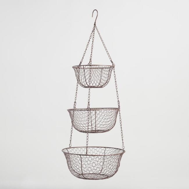 Wire Three-Tier Hanging Basket