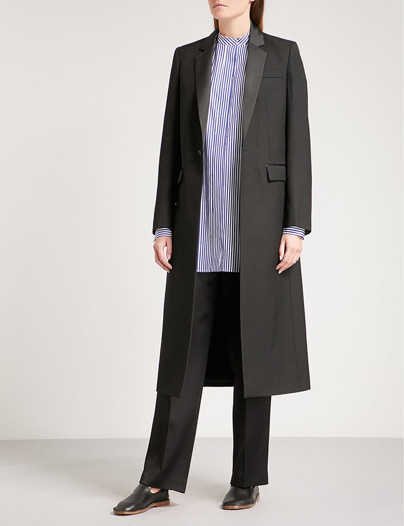 Joseph Tuxedo Style Wool Coat | Victoria Beckham Red Pants and ...