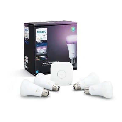 Philips Hue 4pk White and Colour Ambiance A19 LED Smart Bulb Starter Kit