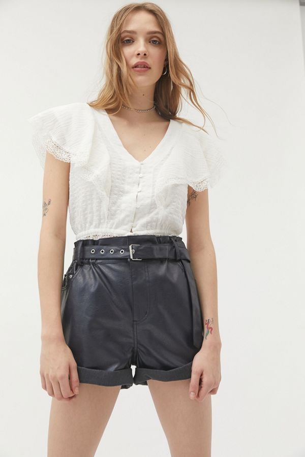 BDG Lucia Faux Leather Belted Short