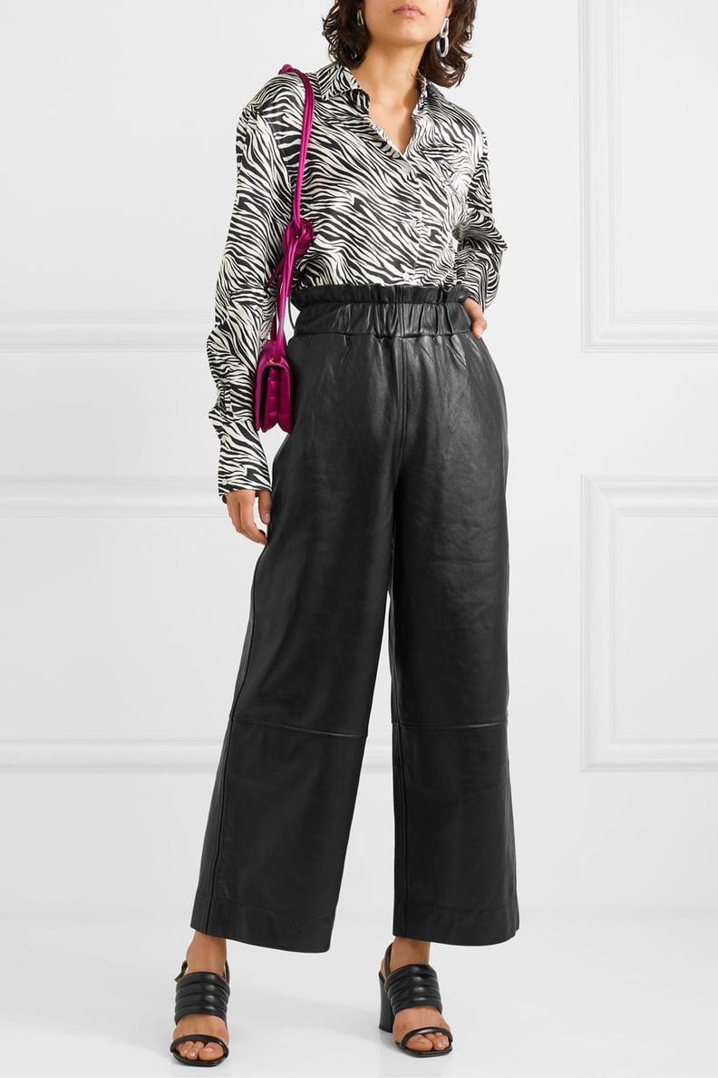 Ganni Leather Wide-Leg Pants