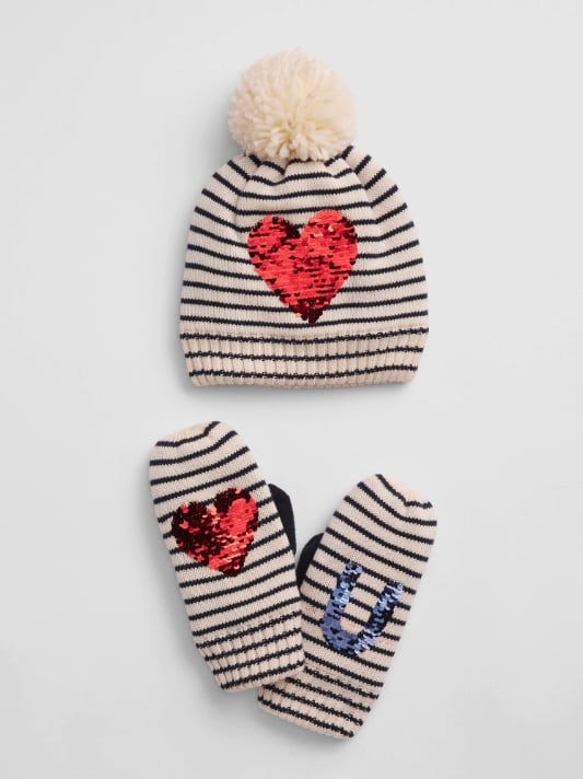 On the spectrum of cute gifts, this sequined beanie-and-mitten set ($50) ranks pretty high. Better yet, the pieces are just the right size for stuffing a lucky kid's stocking.