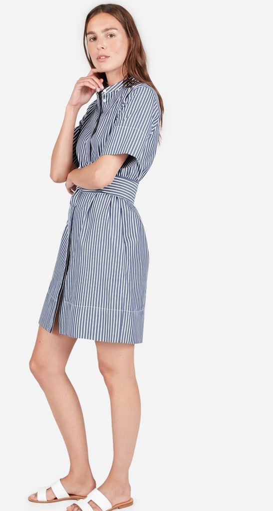 Everlane The Cotton Collarless Belted Shirt Dress