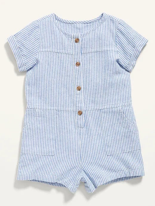 Old Navy Striped Linen-Blend Button-Front Romper