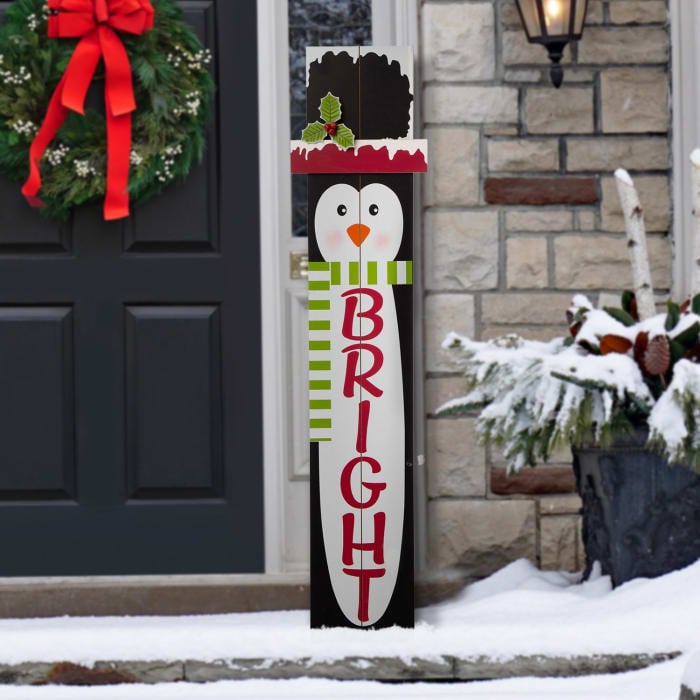 Wooden Bright Penguin Porch Sign