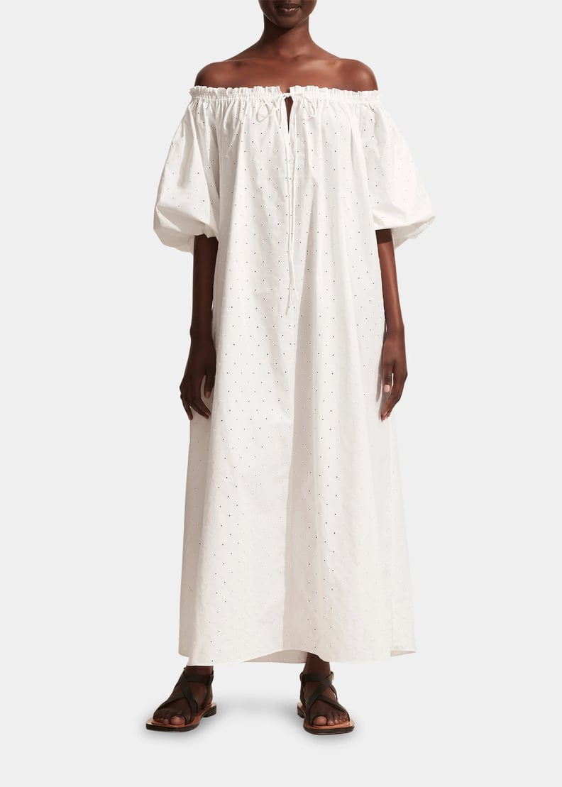 Matteau Broderie Off-Shoulder Puff-Sleeve Maxi Dress