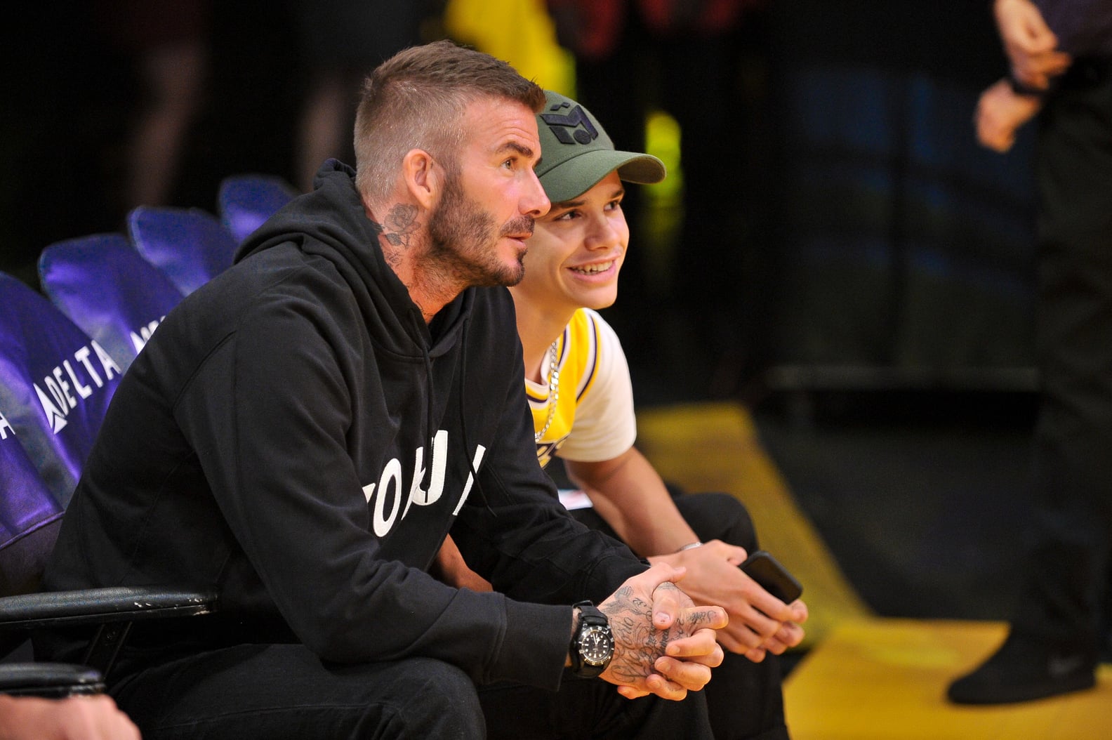 Photos of Romeo and David Beckham Twinning at Lakers Game PS Family