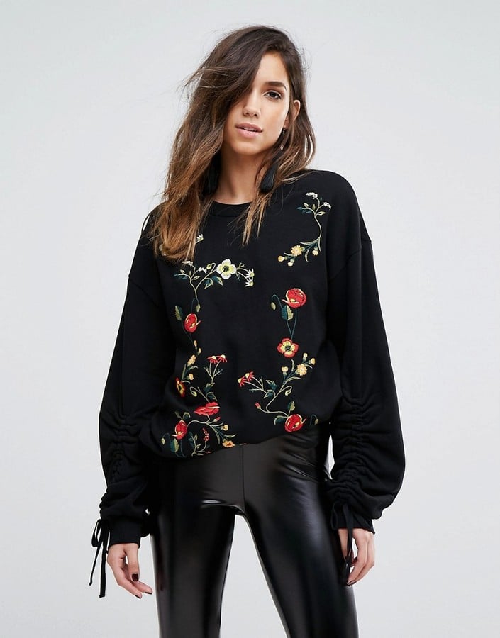 Miss Selfridge Rose Embroidered Sweatshirt