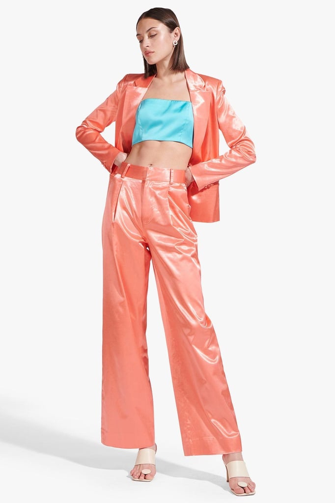 Staud Bruco Pant in Coral Sateen