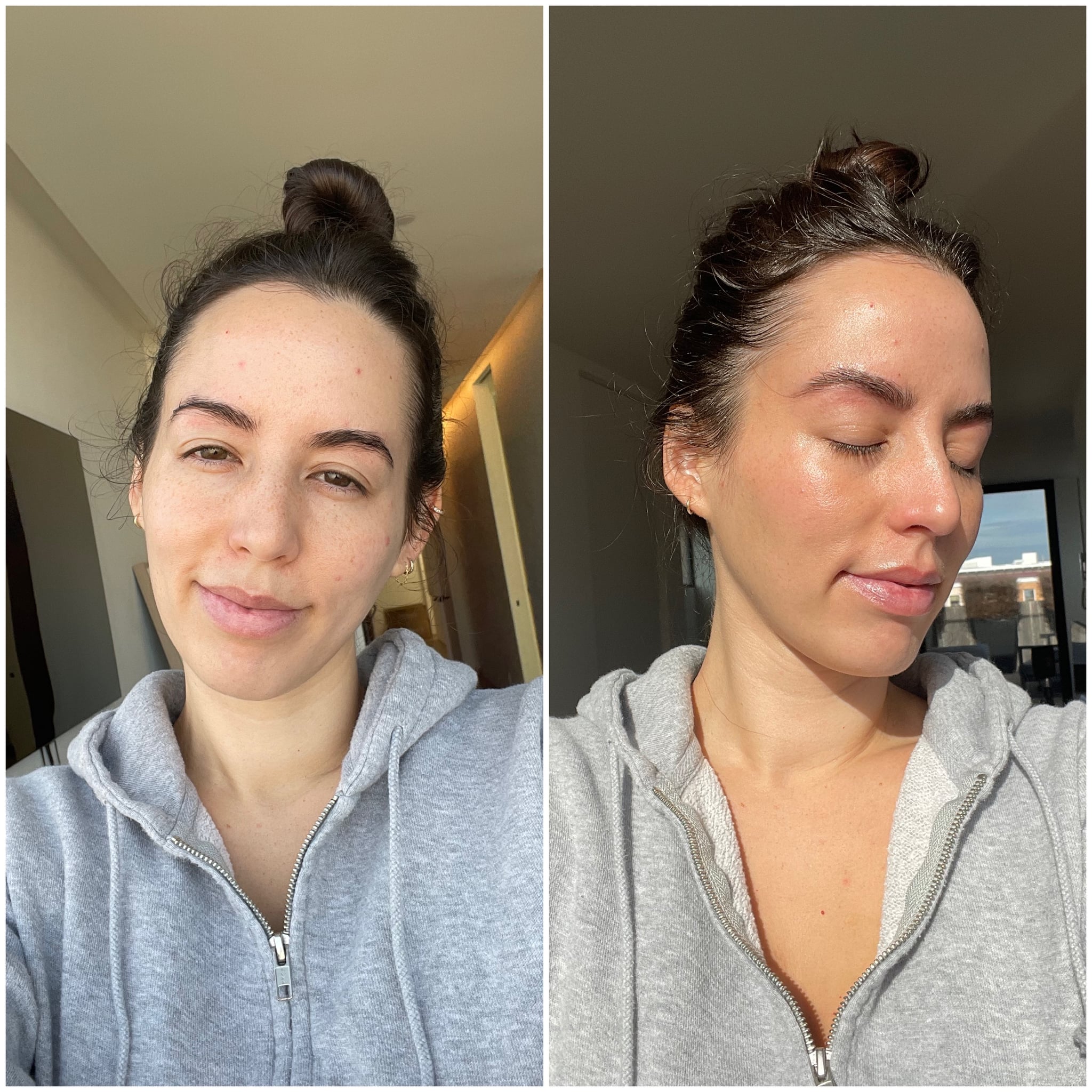 Before and after Milani Soft Focus Glow 