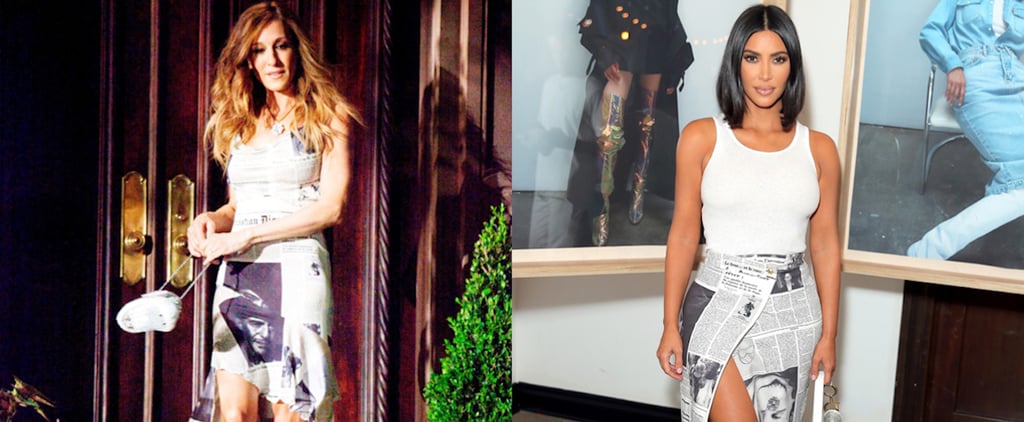 Kim Kardashian Newspaper Skirt Like Carrie Bradshaw's Dress