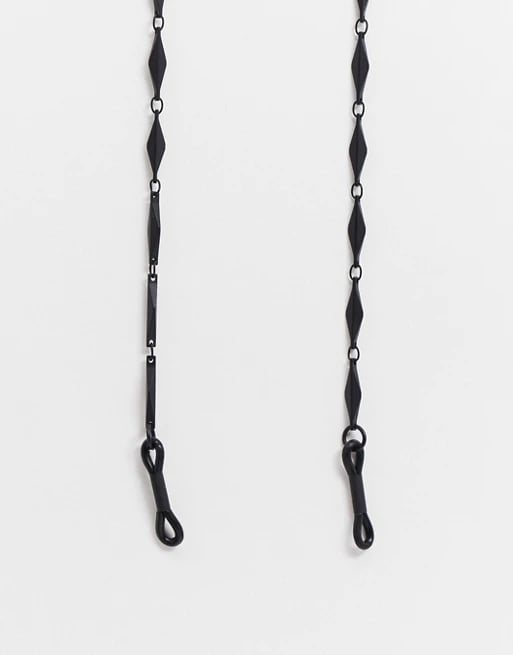 ASOS DESIGN Slim Glasses Chain with Diamond Design in Matte Black