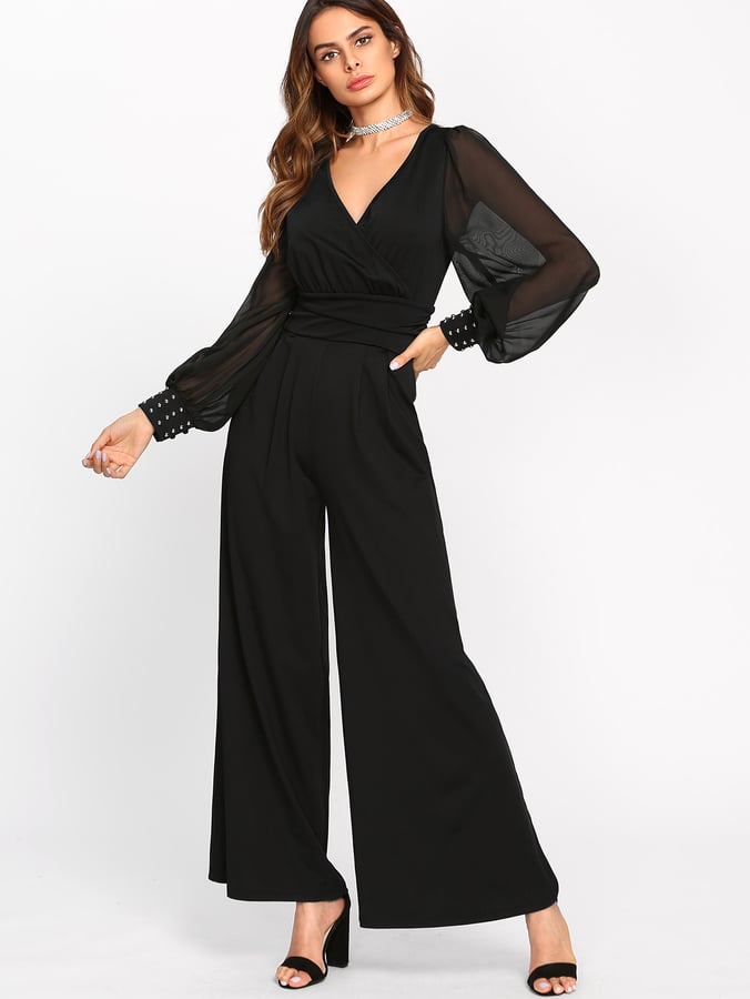 SheIn Sheer Wrap Palazzo Jumpsuit | Jumpsuits From SheIn | POPSUGAR ...