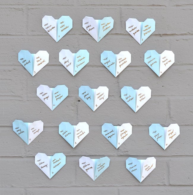 Origami Heart Escort Cards