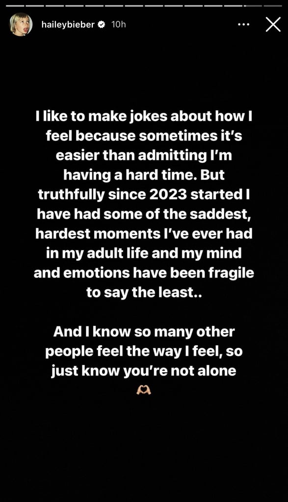 Hailey Bieber开辟了关于心理健康Instagram