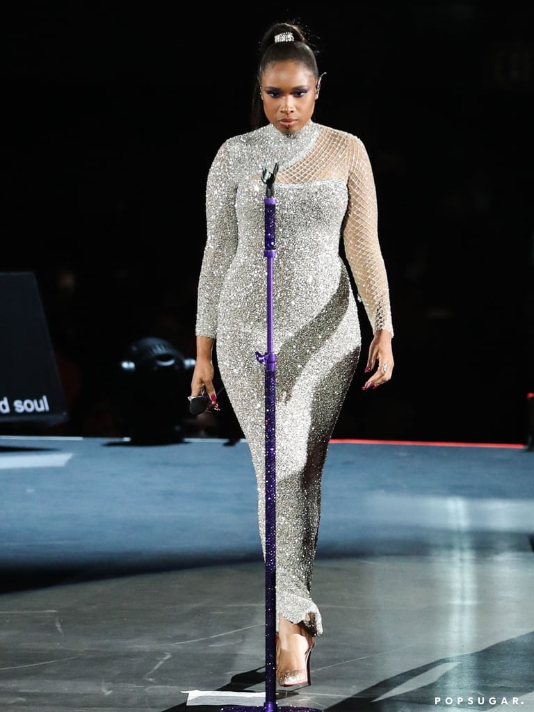 Jennifer Hudson Silver Youself Aljasmi Dress at AIDS Concert