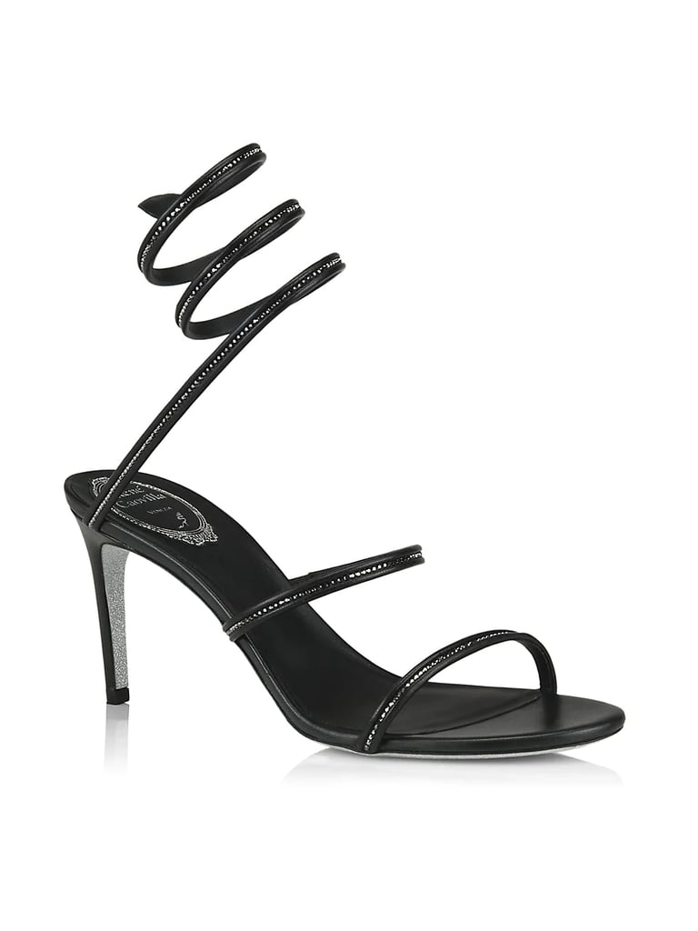 René Caovilla Cleo Embellished Leather Wrap Sandals