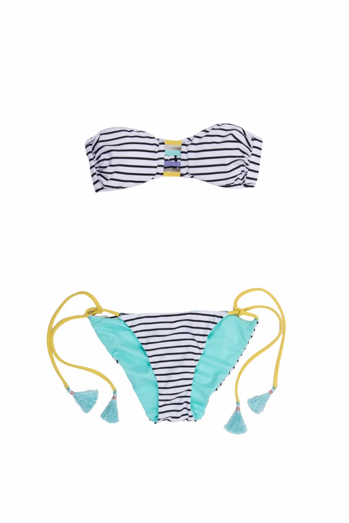 The Strappy Bandeau Top ($29) and Reversible Teeny Bikini Bottom ($28)