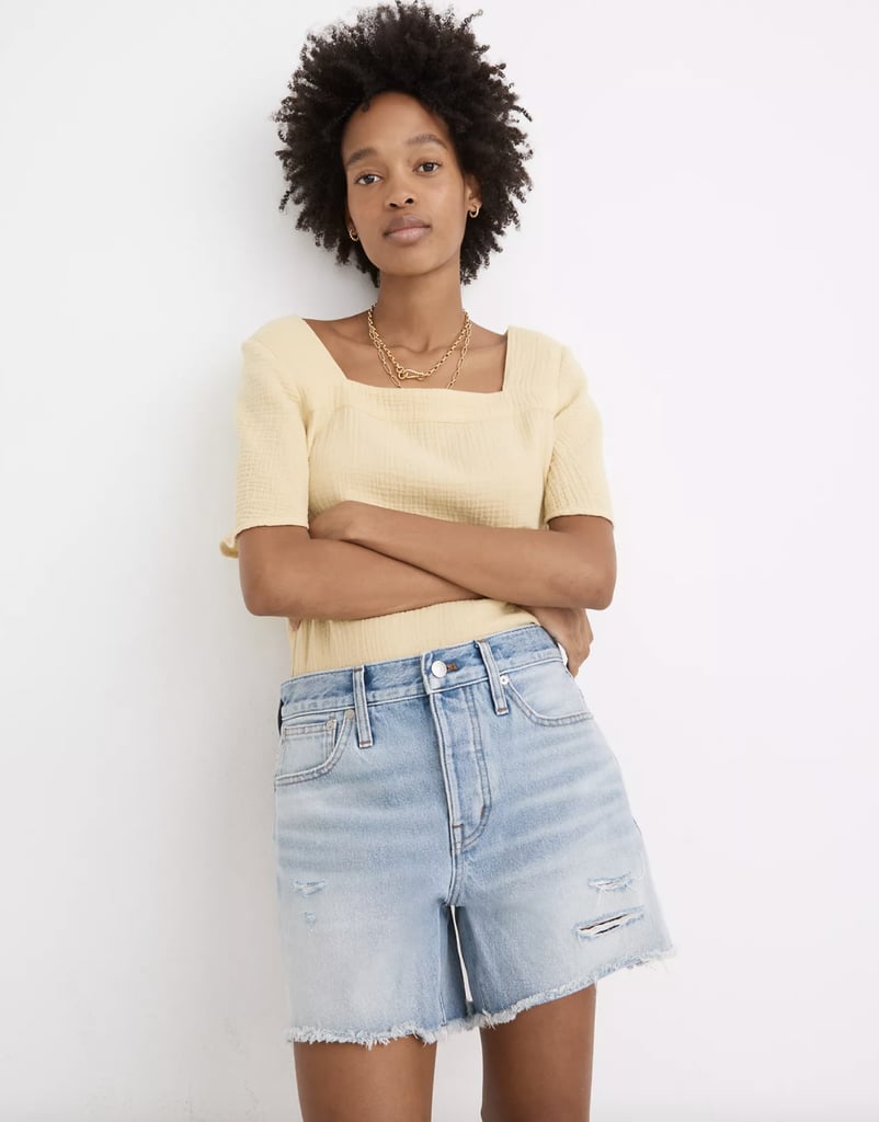 Relaxed Mid-Length Denim Shorts