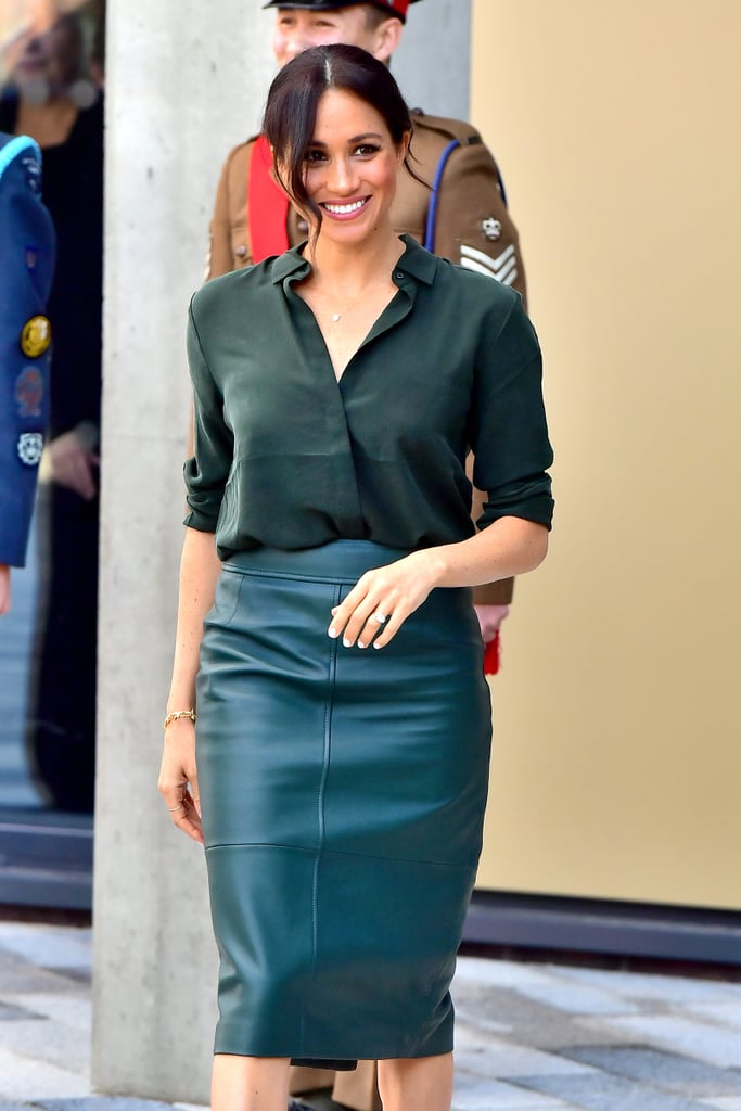 Meghan Markle's Green Hugo Boss Leather Skirt